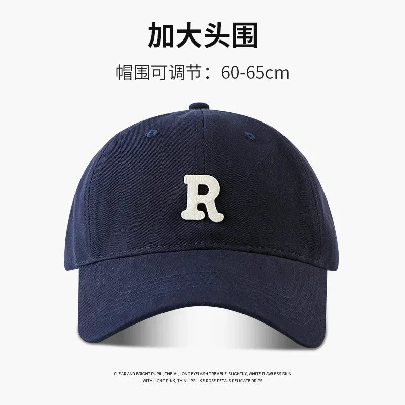 60-65cm 63-70cm Big Head Baseball Cap Men Women Soft Top Cotton Large Size Hat R Letter 2023 Fashion