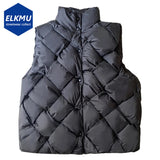 Fashion Weave Vest Men Winter Padded Vests Puffer Jackets Parkas Coat Solid Loose Thicken Vests Outwear Black 2023