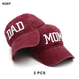 KOEP MOM And DAD Baseball Cap Fishing Caps Men Outdoor Women Washed And Worn Pregnancy Announcement Hats 3D Embroidery