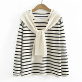 4xl Woman Plus Size Sweater Slim Fit High Strecth Striped Jumper O-Neck Cape Splicing Long Sleeve Pullover Autumn 2022