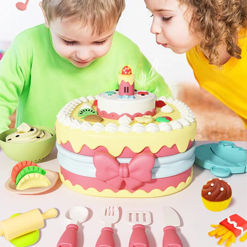 DIY Plasticine for Children Modeling Polymer Clay Baking Sets Mat Candy Cake Kitchen Pretend Play Toy Girl Kid Birthday Gift