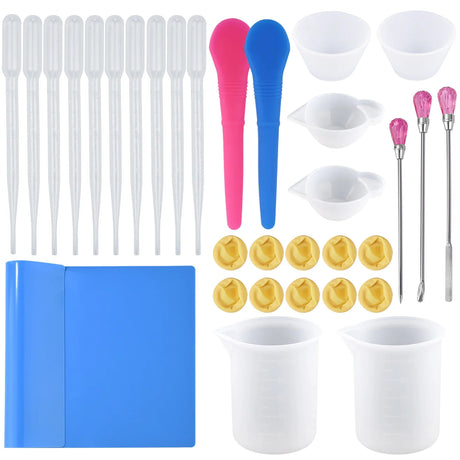 New DIY Crystal Dropping Glue Tool Set Measuring Cup Dropper Spoon Finger Set Mixing Rod Dropping Glue Accessories Tool Set