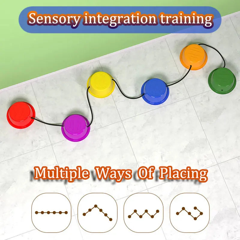 Montessori Rainbow Balance Stone Sensory Integration Training Toys Parish Sports Teaching Aids Party Activities Children Games