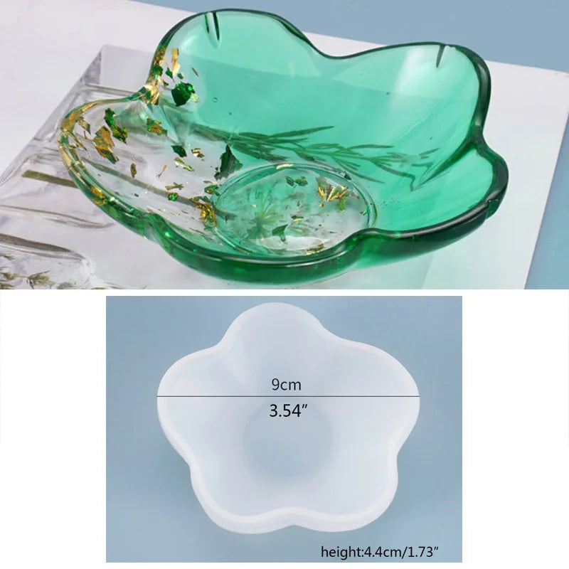 Petal Plate Dish Casting Silicone Mould Crystal Epoxy Resin Mold  DIY Crafts Jewelry Decorations Making Tools