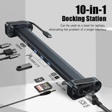 USB C Hub Multiport Adapter 10 in 1 Portable Dongle 4K HDMI PD 100W USB 3.0 Gigabit Ethernet RJ45 Docking Station Laptop Stand