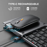 ProtoArc XKM01 Tri-Fold Bluetooth Wireless Keyboard and Mouse Combo Protable Slim 2.4g Full Size 105 Key Foldable Keyboards