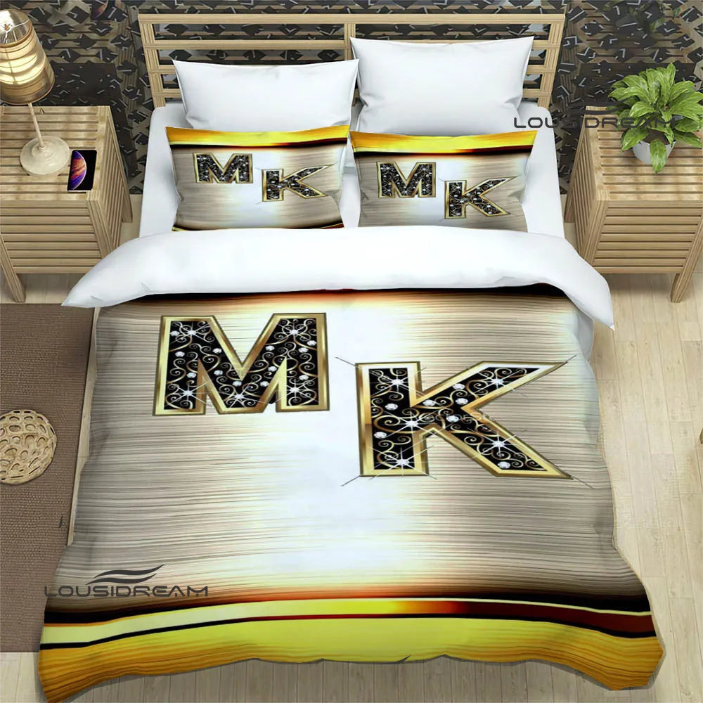 M-Michael-Kors logo printed Bedding Sets exquisite supplies set duvet cover bed comforter set bedding set luxury birthday gift