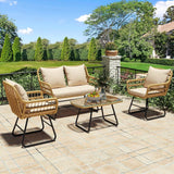 Suitable for Backyards Garden Furniture Set Balconies and Decks 4 Piece Patio Furniture Wicker Outdoor Bistro Set Sets Chairs