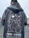 Men's Harajuku Fashion Hoodies Beer Bear Print Kawaii Sweatshirts Zipper Hip Hop Streetwear 2022 Autumn Casual Oversized Hoody