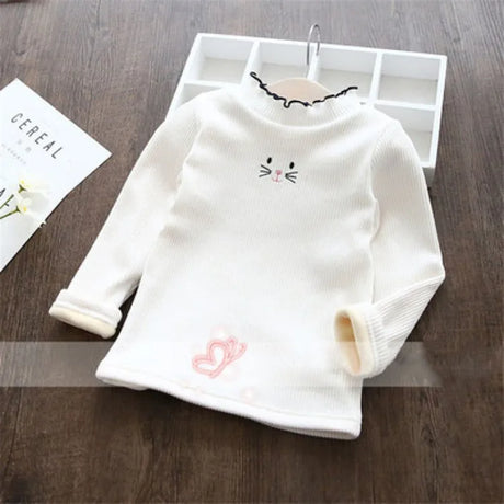 Fashion Girls Sweaters 2023 New Winter Children Clothes Cartoon Kids Tops Warm Velvet Thick Kids Sweater Girls Outwear Sweater