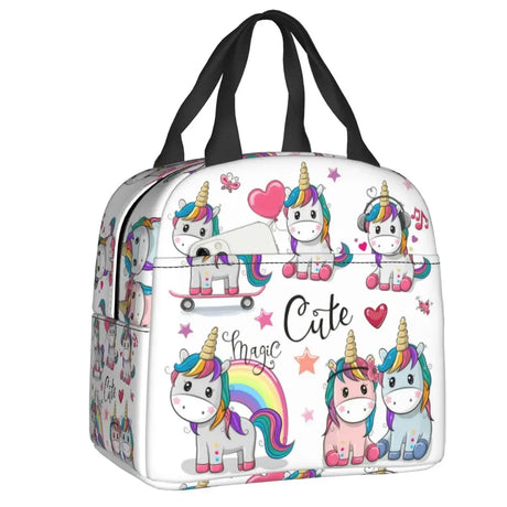 Unicorn Rainbow Insulated Lunch Tote Bag For Shooting Star And Magic Wand Thermal Cooler Food Lunch Box Work School Travel