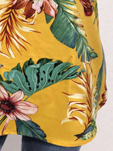 Polyester Plus Size Women's Curvy Print Sunflower Pleated Loose Camis, Cute Summer Bare Shoulder Ladies Tank Tops, Free Shipping