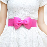 Women Bowknot Cummerbunds 1PCS Elastic Bow Wide Stretch Bukle Waistband Belt Fashion Girl Dress Accessories Waist Belts