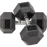 Rubber Coated Hex Dumbbell Weight Set and Storage Rack, Multiple Packages