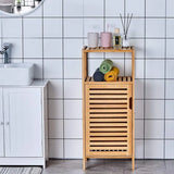 Purbambo Bathroom Bamboo Storage Cabinet, Freestanding Floor Cabinet with Door and Shelf for Bathroom, Living Room, Bedroom,