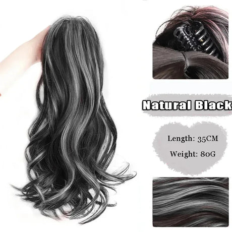 FOR Horsetail Wig Women's Long Hair Clasp Style Waterfall Half Tie High Horsetail Colorful Braided Curly Hair Natural Fluffy Fak