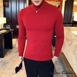 Autumn Mens Turteneck Sweatshirt Warm Solid Color Slim Men's Casual Pullover Sweater Men Winter Clothing