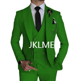 Fashion Smart Business Sky Blue Costume Homme Wedding Men Suits Peak Lapel Groom Tuxedos Terno Masculino Prom Blazer 3 Pieces