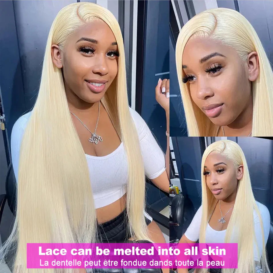 613 13x6 HD Lace Frontal Wig Blonde 613 13x4 Lace Front Human Hair Wigs For Women Pre pucked Bone Straight Human Hair Wigs 180%