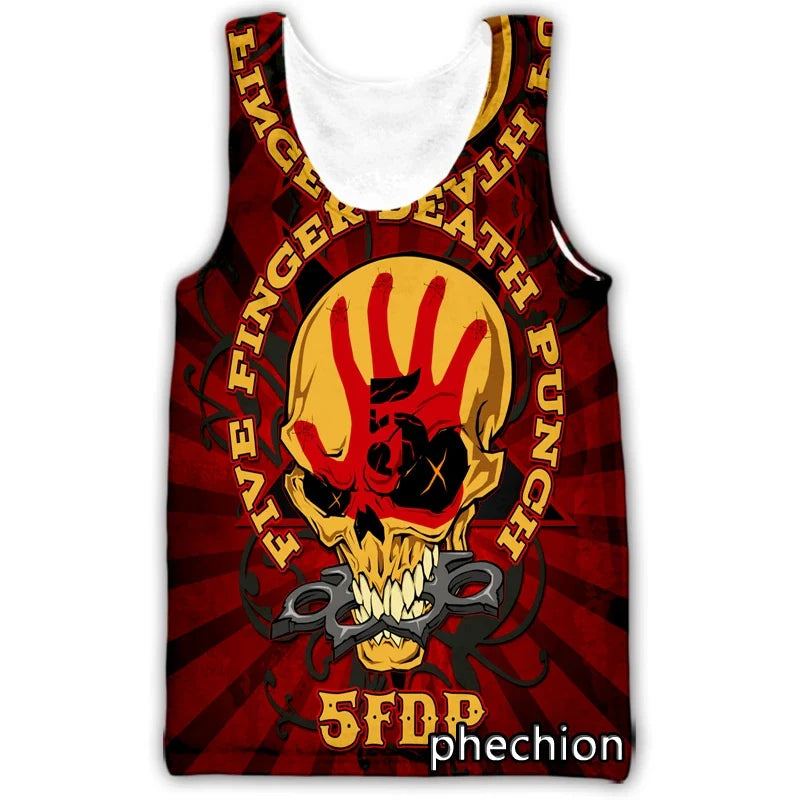 phechion Five Fingers Death Punch 3D Print Casual Tank Tops Undershirt Shirts Streetwear for Men/Women Fashion Vest A230