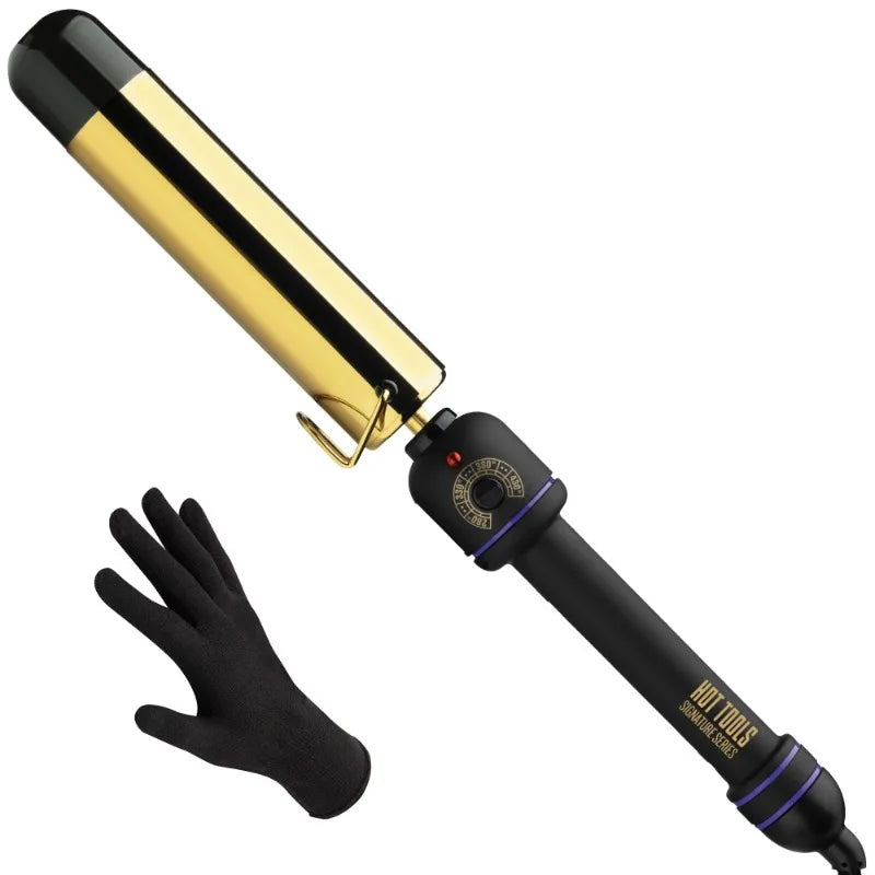 DUTRIEUX 1-1/2" Gold Hair Curling Wand, Gold and Black with Protective Glove，hot comb，electric hair brushes