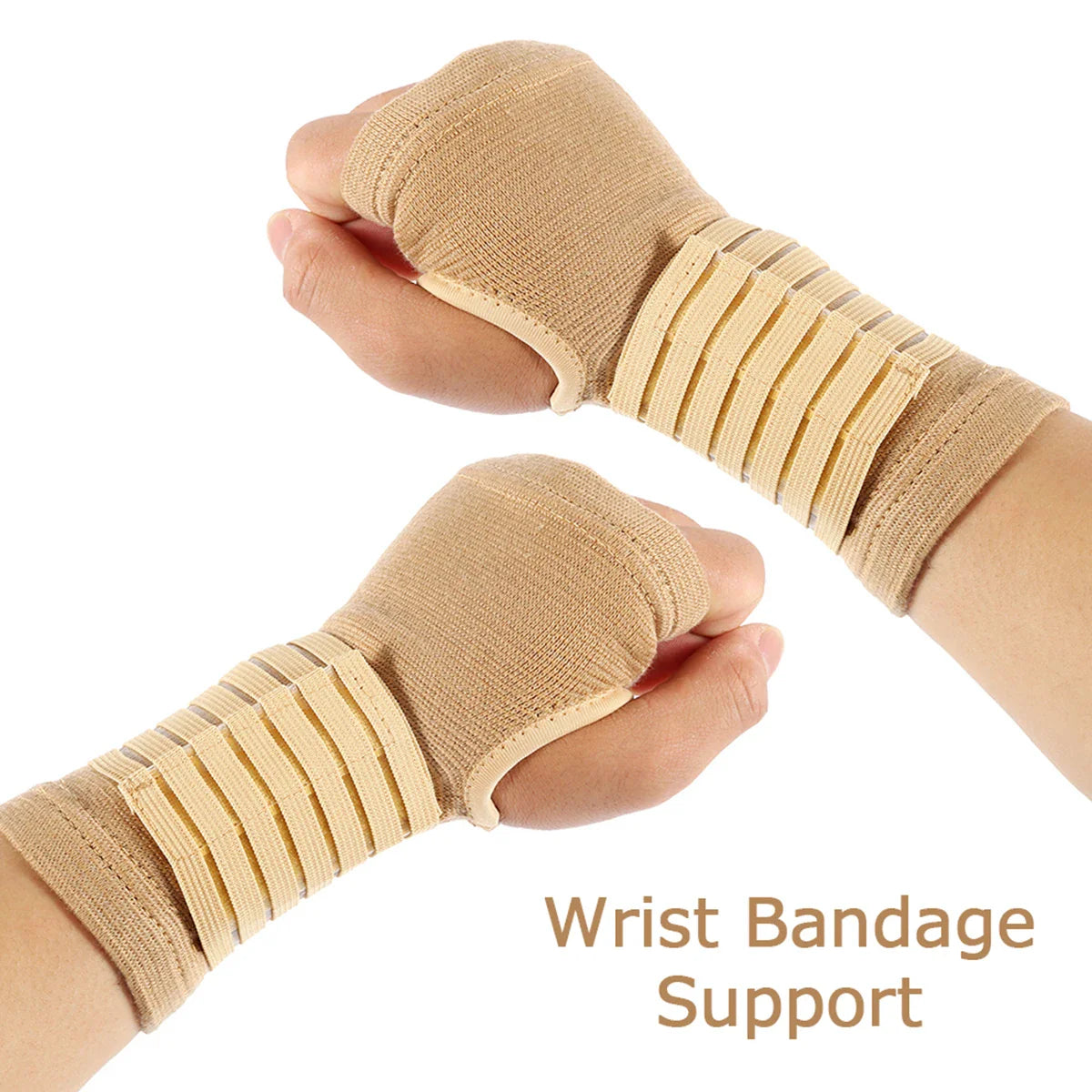 2pcs Elastic Bandage Wrist Guard Support Arthritis Sprain Band Carpal Protector Hand Brace Accessories Sports Safety Wristband