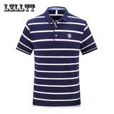 2023 New Summer Men Classic Striped Polo Mens Cotton Short-Sleeved Embroidered Business Casual Hot Polo Shirt Male Dropshipping