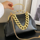 2023 Luxury Women Gold Green Chain Messenger Bags PU Leather Shoulder Bags Shell Clip Designer Handbag And Purse Wedding Clutch