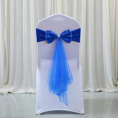 Spandex Lycra Chair Band Back Satin Bow Swag Chair Sash For Wedding Chair Cover Event Party Decoration