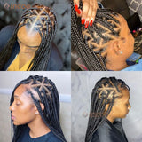 Full Lace Braided wigs 360 Lace Front Box Braids Wig With Baby Hair Triangle Knotless Synthetic Braided Wigs For Black Women 24"