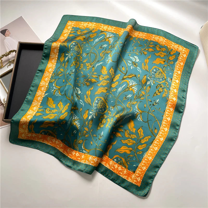 2023 Fashion Wraps Satin Hijab Luxury Square Scarf for Women Hair Bands Ribbon Headband Silk Shawl Neckerchief Female Bandana