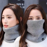 Solid Winter Plush Muffler Woolen Knitting for Women Fleece Ring Bandana Scarf Neck Warmer Buff Thick Cashmere Headband Ski Mask