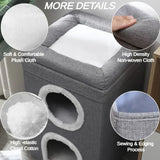 Foldable Cat House with Scratch Pad, Hideaway Condo for Kitty, Hut Covered Kitten Bed, Pet Furniture, 2 Level