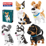 Balody Cartoon Teddy Corgi Collie Pet Dog Dachshund Cartoon Cat Model Mini Building Blocks Toys for Children Gifts Dog Pets