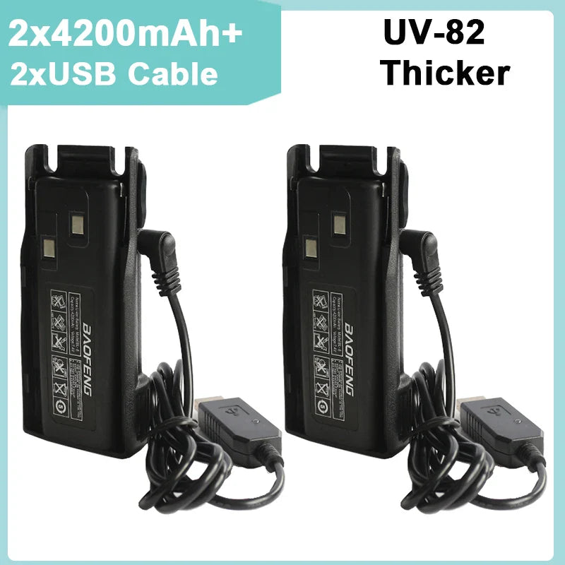 Baofeng UV-82 Battery 2800/3800/4200 mAh Enlarge for Walkie Talkies UV82 Plus UV-8D UV-82WX Original Ham Radios BL-8 Accessories