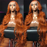 13x4 Body Wave Orange Ginger Lace Front Human Hair Wigs 30 Inch 13x6 Hd Glueless Pre Plucked Colored Lace Frontal Wig For Women