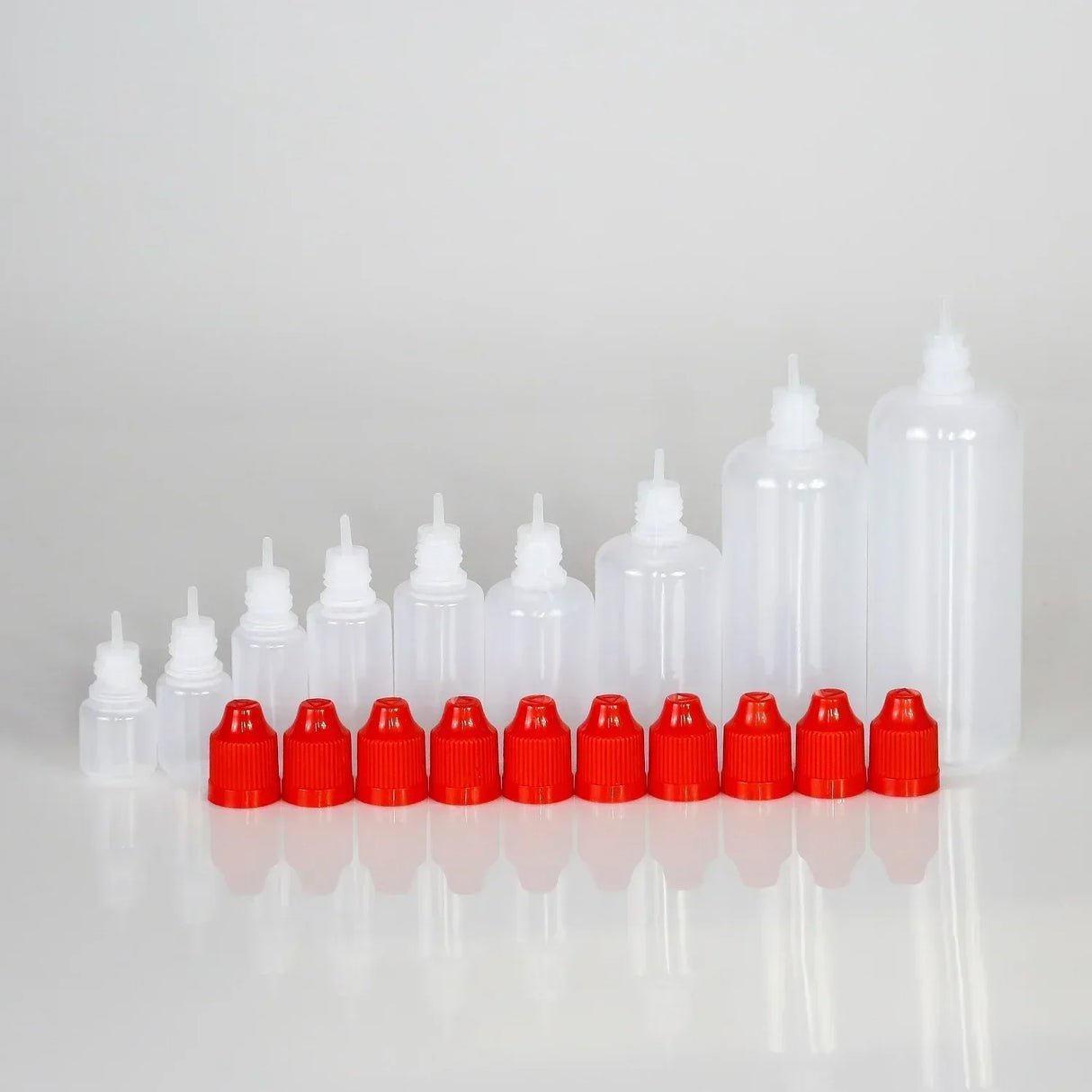 100pcs 5ml-120ml LDPE Empty Plastic Squeezable Bottles Eye Dropper E Liquid Juice Refillable Containers with Caps and Plug Tips