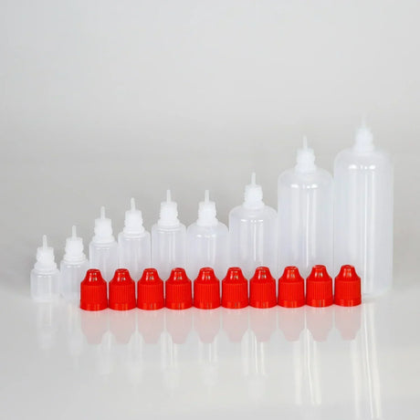 100pcs 5ml-120ml LDPE Empty Plastic Squeezable Bottles Eye Dropper E Liquid Juice Refillable Containers with Caps and Plug Tips