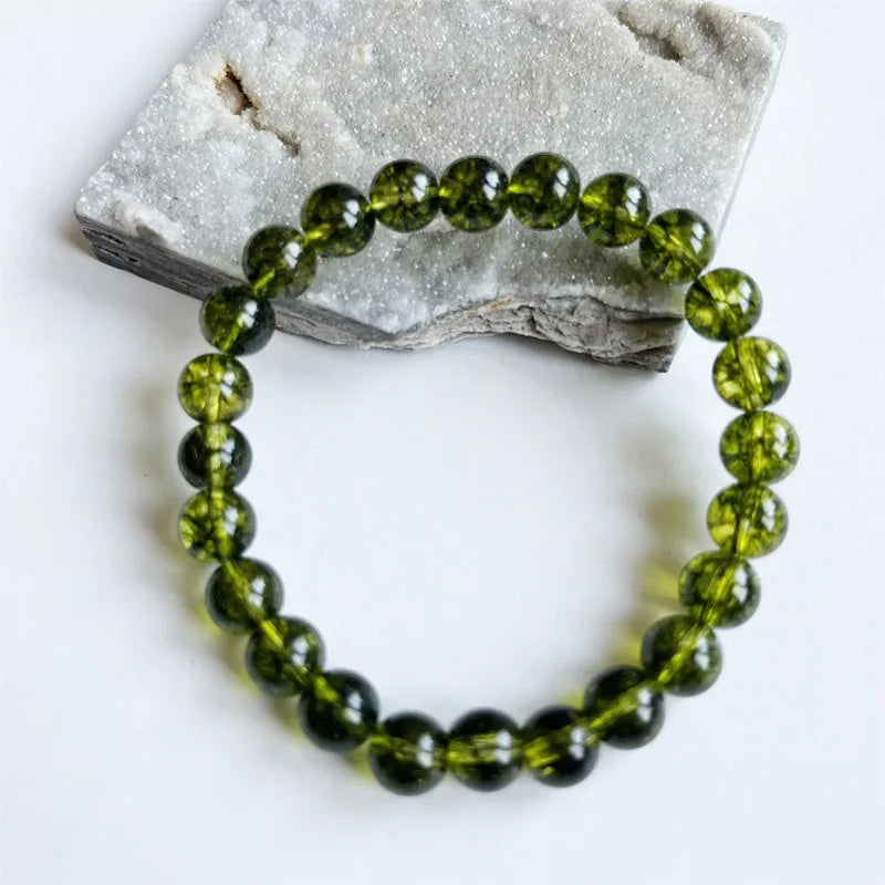 Natural Stone Bracelet Peridot Crystal Beads Jewelry Gift For Men Magnetic Health Protection Women Elastic Thread 6 8 10mm Green