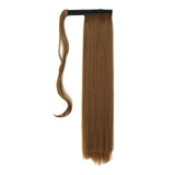 Synthetic Ponytail Hair Extension Natural Hairpiece Clip In Wrap Around Pony Heat Resistant Black Burgundy Hairstyle