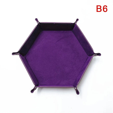 1pc Folding Hexagon/Triangle Dice Tray Purple Dice Box For RPG/DnD Games Dice Storage Case PU Leather