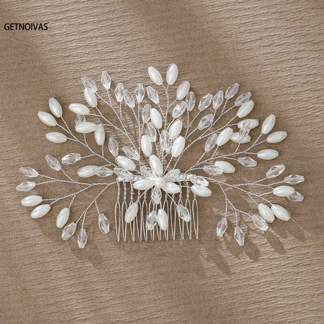 Wedding Pearl Flower Hair Combs Hair Accessories Hair Clips Hairpin Crystal Bride Headdress for Women Barrettes Hair Jewelry