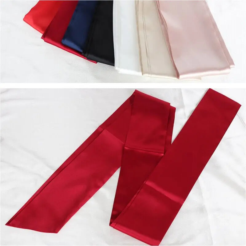 Satin Silk Wide Belt  Women 250cm Long Japanese Style Lace Up Waistbands Satin Corset Belts Ribbon Cummerbund