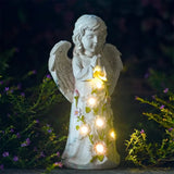 Solar Garden Light Outdoor,Colour Changing Lights Decoration, Waterproof Resin Angel Figurine LED Lights for Patio,Yard, Lawn