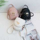 Mini Backpack for Women Cute Swan Hanging Embroidery Small Backpack Purse Girls Leather Bookbag Ladies Satchel Bags