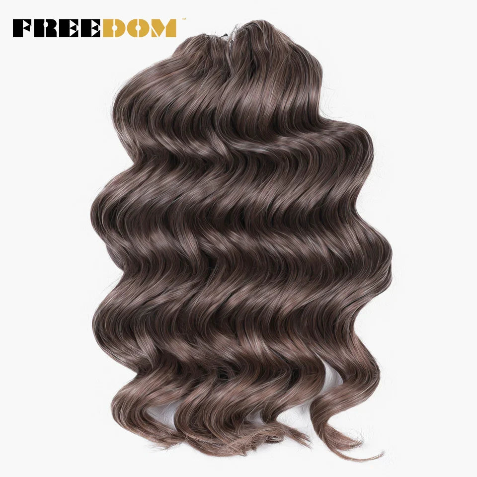 FREEDOM Deep Wavy Twist Crochet Hair 16 Inch Synthetic Curly Crochet Braids Hair High Temperature Fiber Braiding Hair Extensions