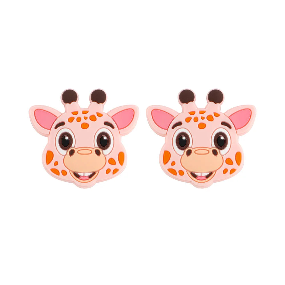 5/10 Pieces Brand New Giraffe Head Silicone Animal Beads Food Grade DIY Pacifier Chain Accessories Baby Toys BPA Free