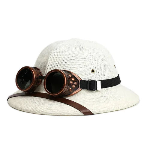 Y2k Parent-child Summer Straw Helmet Pith Sun Hats For Child Women Vietnam War Army Dome Hat Safari Jungle Miners British Cap