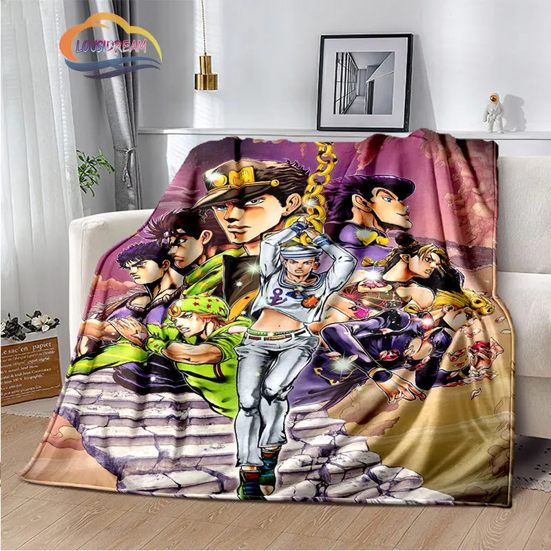 Anime JoJo's Bizarre Adventure Stone Ocean flannel Blanket Throw blanket Warm Sofa bed  children and girls Gift s