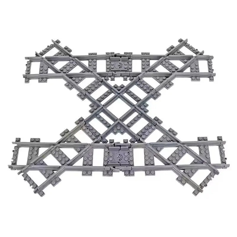 City Train Track Building Block Set 100PCS Soft Straight Curve Flexible Switch Railway Tracks Rails DIY Toys For Boys